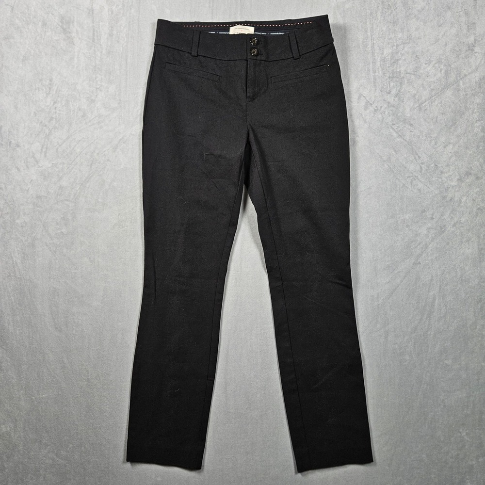 Anthropologie The Essential Slim Pants Womens 0 Black Cotton Blend Trousers